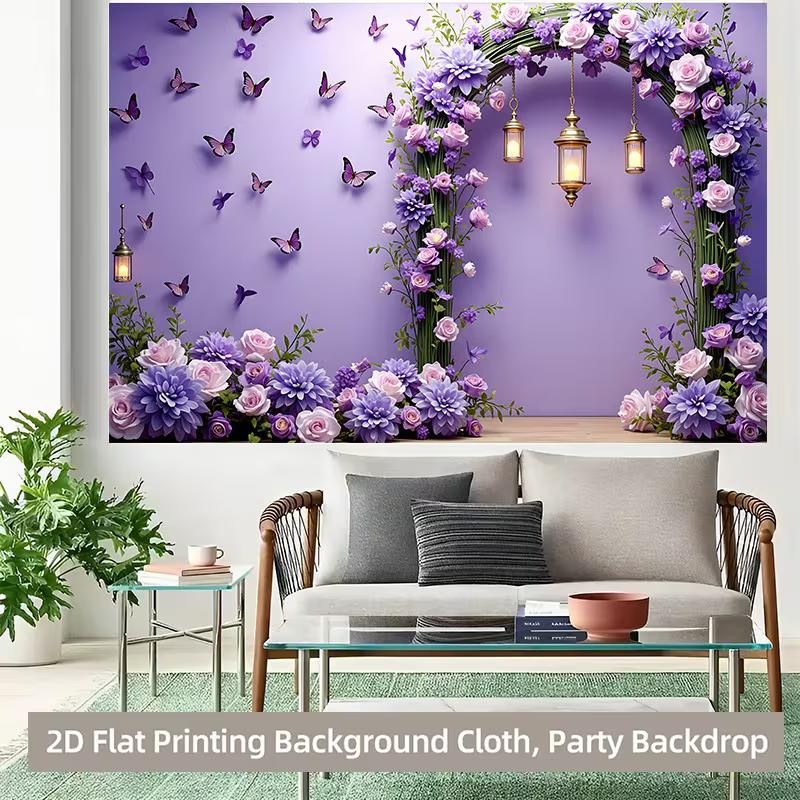 2D Enchanted Lavender Flower Photo Booth Background