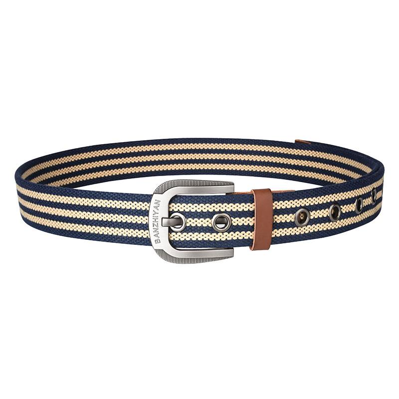 Men's Casual Woven Canvas Pin Buckle Belt