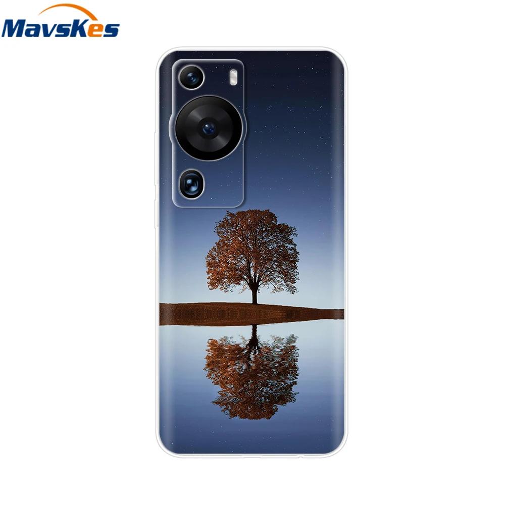 For Huawei P60 Pro Case Cute Heart Cartoon Painted Silicone Clear TPU Back Cover For Huawei P 60 P60 2023 P60Pro Phone Cases
