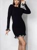 Knitted Mini Dress For Women Fungus Contrast Color Slim Sweater Dress Elegant Female Party Clothes Long Sleeve Spring New Dress