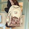 Schoolbag College Style Backpack Girls Plaid Middle School School Bag Nylon Large Capacity Commuter Travel Backpack