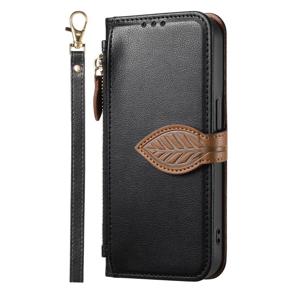 Wallet Flip Case for Infinix Note 50 30 Pro 30i 12 2023 with Card Slots,Leaf Design Cover, Detachable Wrist Strap