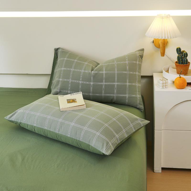 Хлопок 2 шт. Наволочки Домашнее постельное белье Декоративная Серия в клетку и полоску Наволочка Свадебная Супер мягкая Наволочка 48x74cm 2pcs