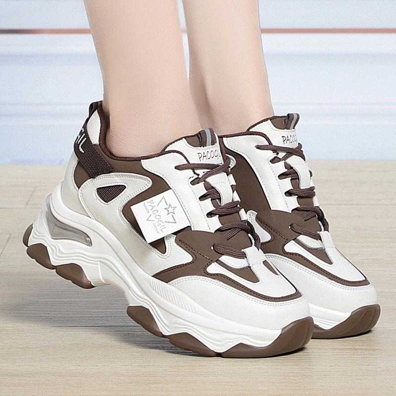 Fashion Spring Height Increasing Round Toe Versatile Women Platform Causal Shoes Fashion Breathable Sport Designer Sneaker