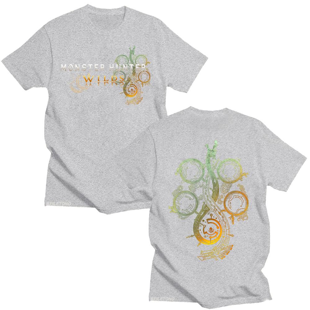 Trička s logem Monster Hunter Wilds Horká hra Nové pánské bavlněné topy Unisex Kulatý výstřih Krátký rukáv Módní Estetické Y2K Tričko
