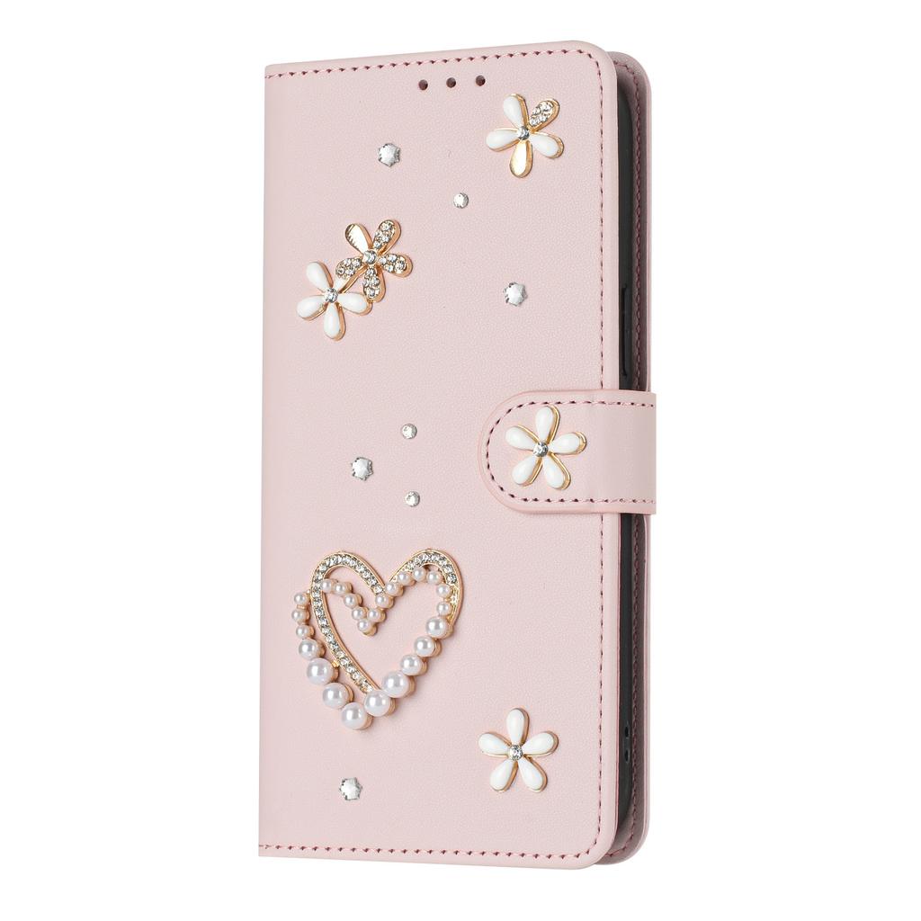 Small fresh diamond double-layer love flower suitable for Huawei Honor 600 Lite solid color leather pattern card leather case