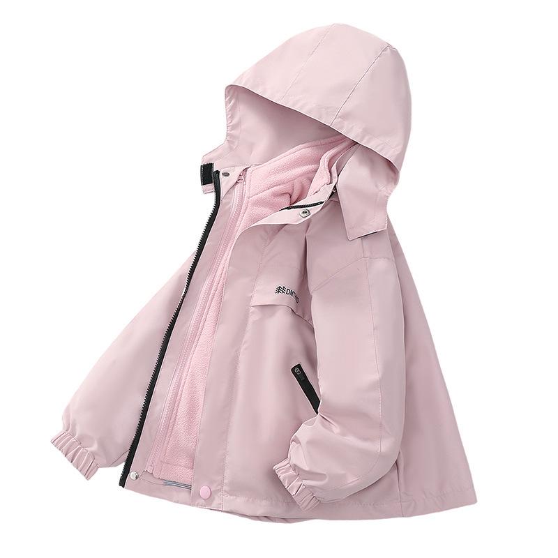 3-in-1 Skijacke für Mädchen: Mit Fleece gefütterter Ganzjahresmantel mit zweiteiligem Outdoor-Set für Kinder, neuer Stil 2026