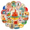 10/30/50pcs Retro World Travel City Landmark Stickers Cartoon Landscape Decals DIY Water Bottle Phone Luggage Sticker Decoration