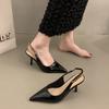 Shiny High Heels Slingback Women Pumps Metallic Crystal Sandals Pointy Toe Stiletto Heeled Shoes Silver Party Dress Shoes Woman