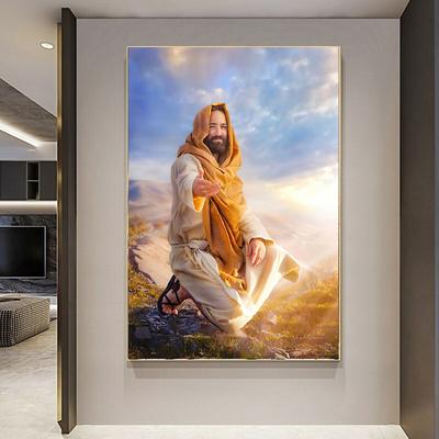 Gesù Cristo Mano di Dio Ritratto di Gesù Poster Classico Retrò Pitture su Tela Arte Murale Immagini Decorazioni per la Casa