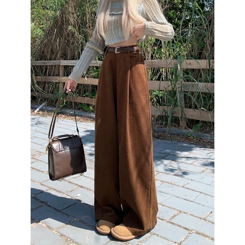 Pantaloni a zampa larga in velluto a coste da donna Autunno Inverno Nuova Moda Eleganti Taglie Forti Larghi Casual Semplici Lunghi Pantaloni Dritti Abbigliamento