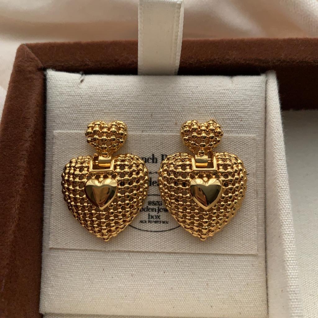 All Seasons Retro Burgundy Metal Ball Drop Glaze Earrings Round Premium Christmas New Ear Buckle Women