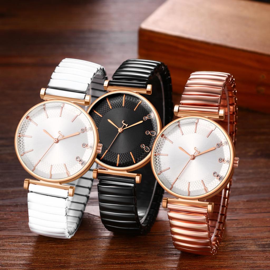 Stainless Steel Elastic Strap Easy To Put On and Take Waterproof Quartz Watch with Analog One Size Fits Minimalist Design Perfect Gift Women's Watch