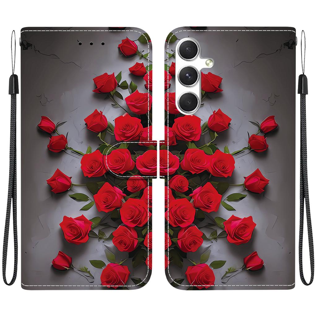 Handmade PU Leather Flip Case for Samsung Galaxy S25 (SM-S931B)- Anti-Slip Shockproof Cover with Wrist Strap & Heart/Rose Cat Designs