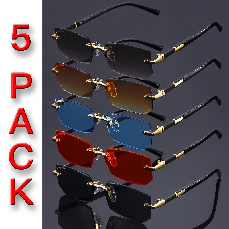 5pcs Vintage Black Fashion Glasses with Golden Stand Frameless Metal Design for Men Women Perfect for Parties Decorative Wear