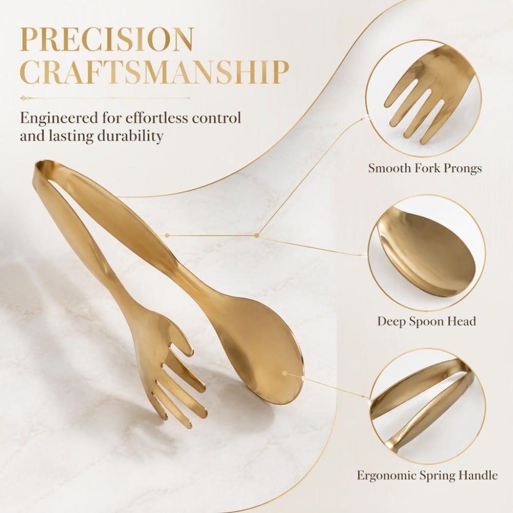 2 PCS Gold Silver Serving Tongs Stainless Steel Buffet Tongs Durable Food Clips  Pastry Buffet
