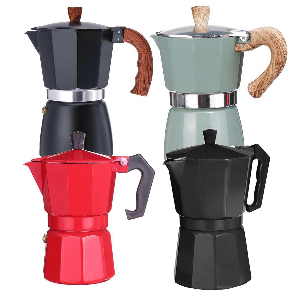 150ml/300ml Aluminium Mokka Espresso Kaffeekocher Kaffeemaschine Schwarz/Blau Moka Pot Herdplatten-Kaffeemaschine Kaffeemaschine 3 Tassen/6 Tassen