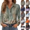 Women's Long Sleeve Button Down Shirt with Pocket, Color Casual Top for Everyday Wear