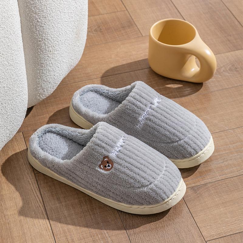 Cotton Slippers Women's Spring, Autumn and Winter Indoor Home Use Non-slip Confinement Shoes Thick-soled Home Warmth Couple Men