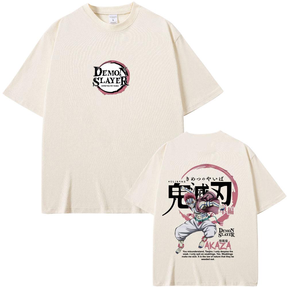 Anime Demon Slayer Akaza T Shirts Summer Unisex Unisex Casual Oversized Short Sleeve Unisex's Fashion Hip Hop T-shirt Male Vintage Tees