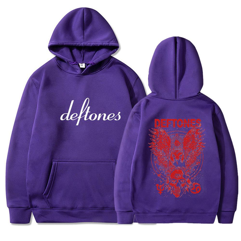 Hip Hop Rapper Printed Deftones Autumn Winter Unisex Hooded Sweatshirt Fleece Lined Warm Casual Pocket Hoodie for Couple Daily Streetwear Sweatshirt