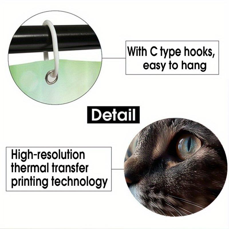 1/4pcs Cute Black Cat Waterproof Shower Curtain Set Decorative Bathroom Set Non-Slip Carpet Toilet Cover Bath Mat And 12 Hooks