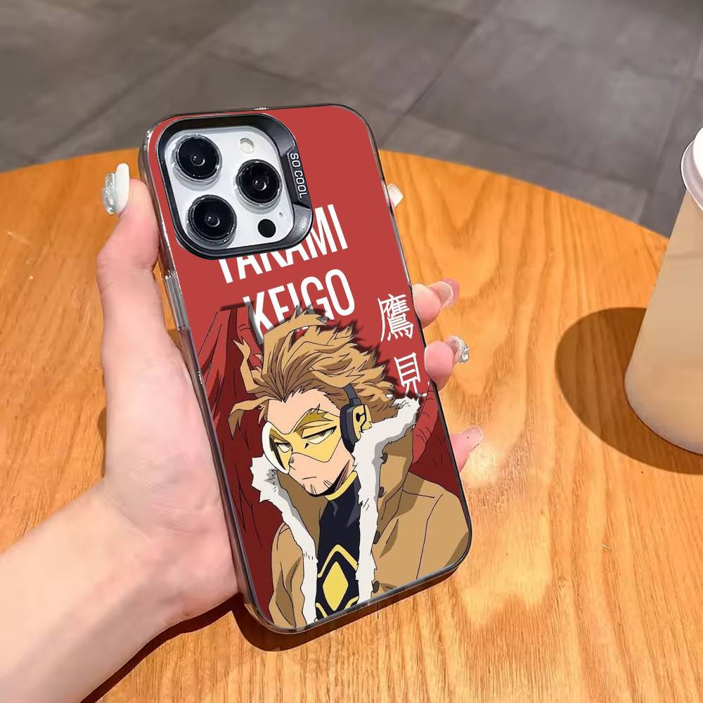 Anime MHA Hawks BNHA Phone Case For iPhone17,16,15,14,13,12,11,Pro,MAX White Matte Shockproof Cover