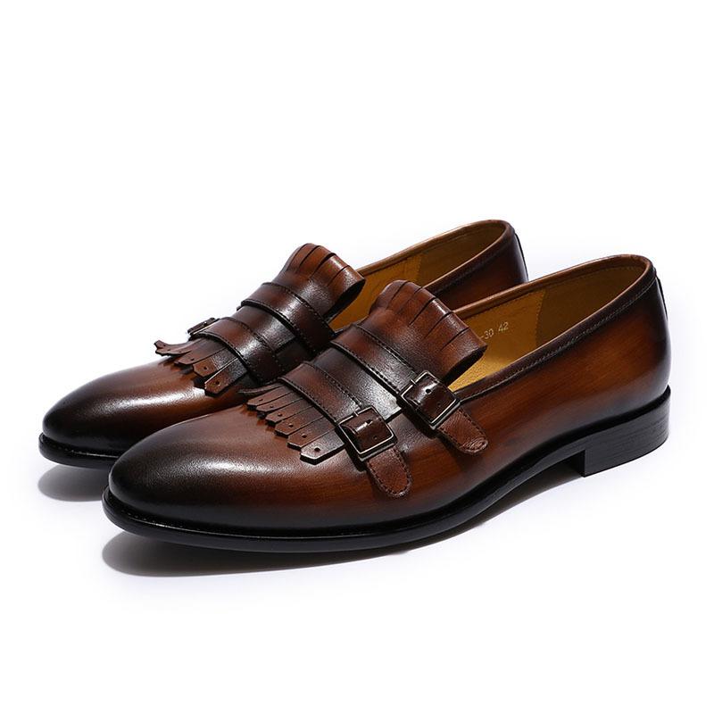 Large Size Men'S Business Fashion Casual Loafers Fringed Cowhide Leather Beanie Shoes Men'S Shoes Shoesmen