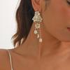 Rhinestone Pearl Tassel Earrings for Women French Romantic Flower Drop Earring Commute Exquisite Charms Zircon Wholesale