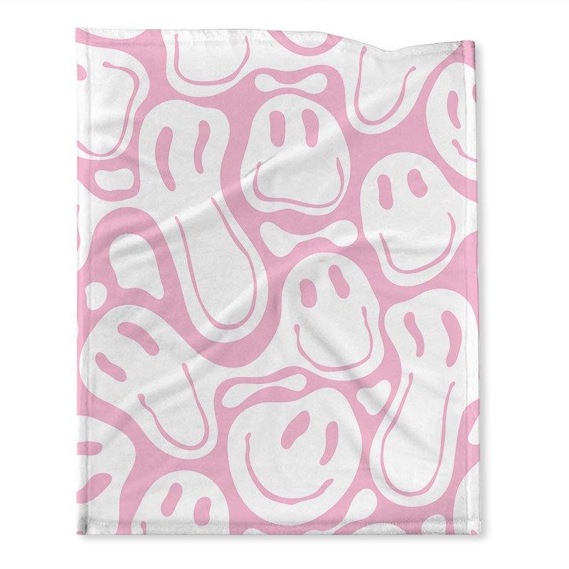 1pc Funny Smile Face Print Blanket, Soft And Comfortable Flannel Blanket, Gift For Friends, Family, Throw Blanket For Sofa Bed