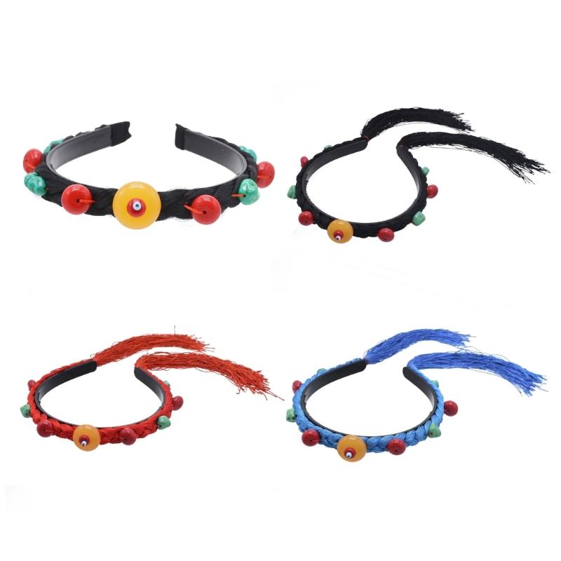 Simulation Wigs Headband for Women Chinese Tibetan Style Hair Hoop Music Festivals Photography Proms Party Headpieces