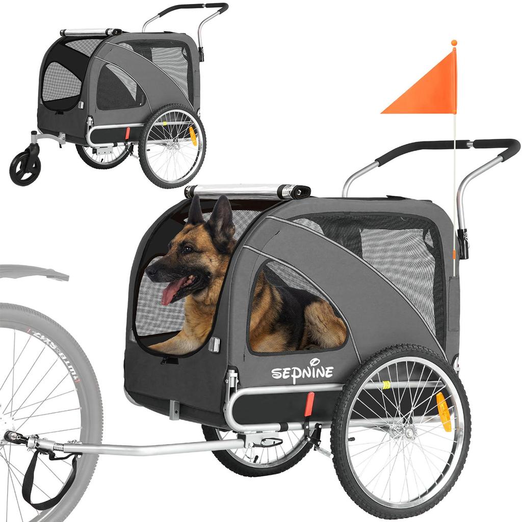 Sepnine 10202B 2-in-1 Pet Bicycle Trailer 40 Kg Max Load Professionally Designed for Pets Ideal for Large Dogs or Multiple Pets