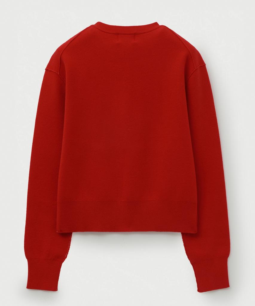 Seteo (W) Outline Basic Crew Neck Knit Red