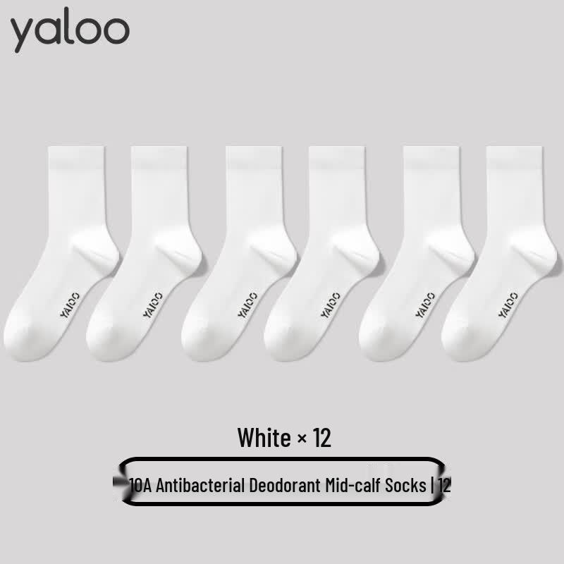 Ya Lu Men s 10A Antibacterial Breathable Mid-Calf Cotton Socks One Size