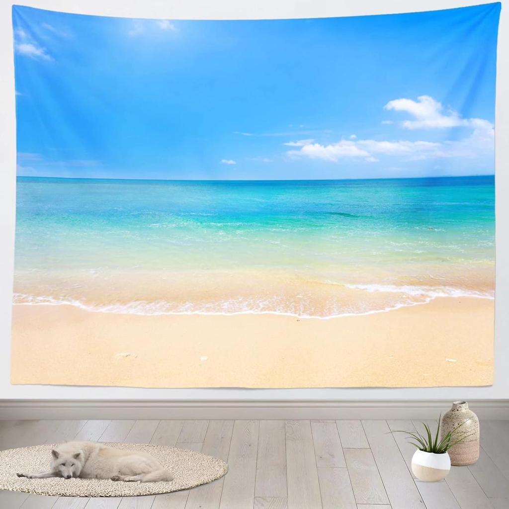 Tropical Summer Beach Tapestry Wall Hanging Tropical Beach Tapestries Seaside Coconut Tree Tapestry Home Decorations Bedroom