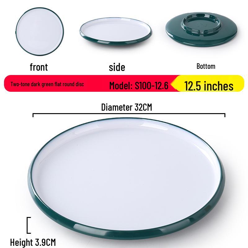 Nordic Round Melamine Shallow Plate for Buffets and Stir-Fry Dishes