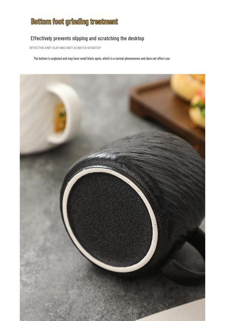 Large Stone Pattern Black & White Ceramic Mug for Home, Girls, Couples, and Coffee for Breakfast