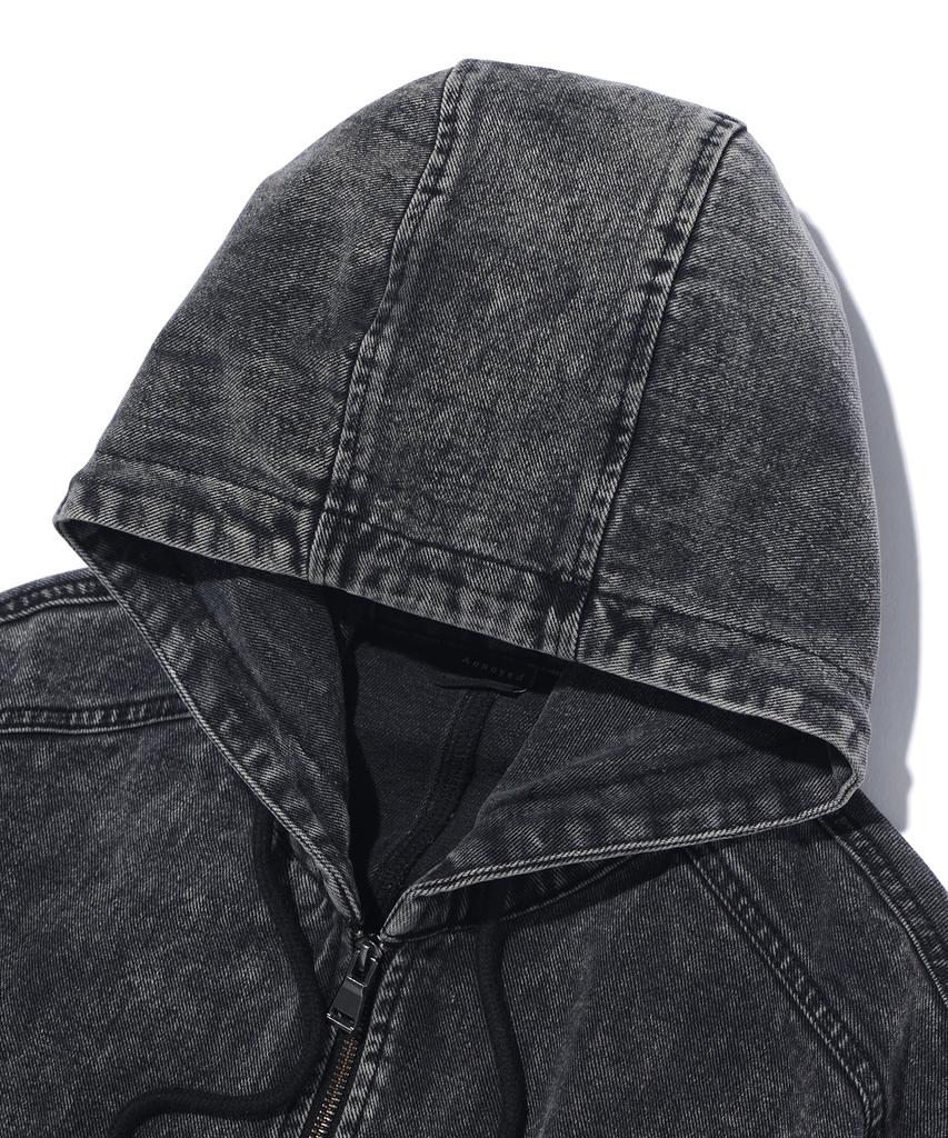 Annoyed Brushed Denim Zip-Up Hoodie Lq1Ju013_Grey