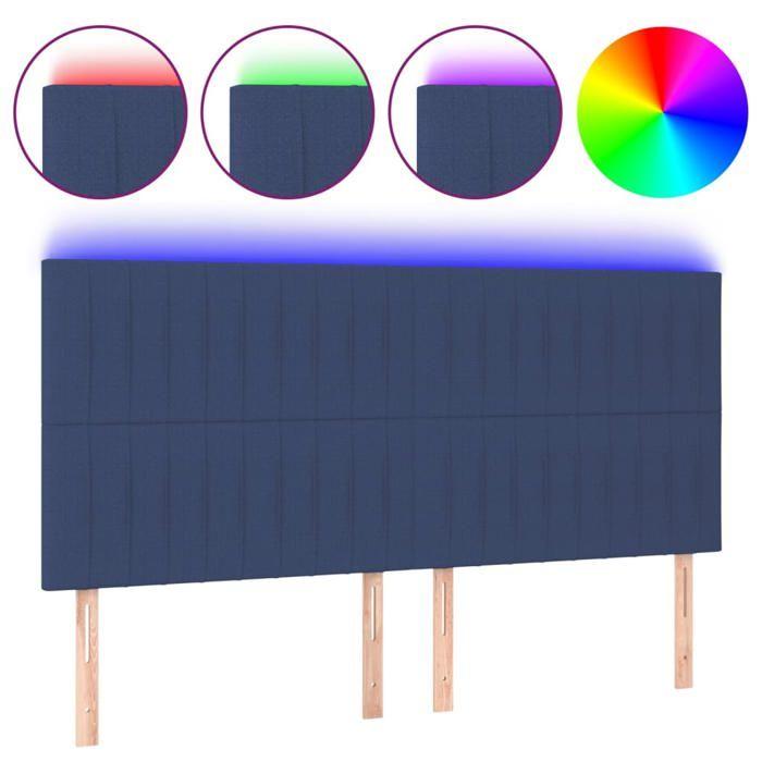 VidaXL Tête de Lit à LED Meuble de Chambre à Coucher Accessoire de Lit Double Tête de Cadre de Lit Intérieur Bleu 3122682