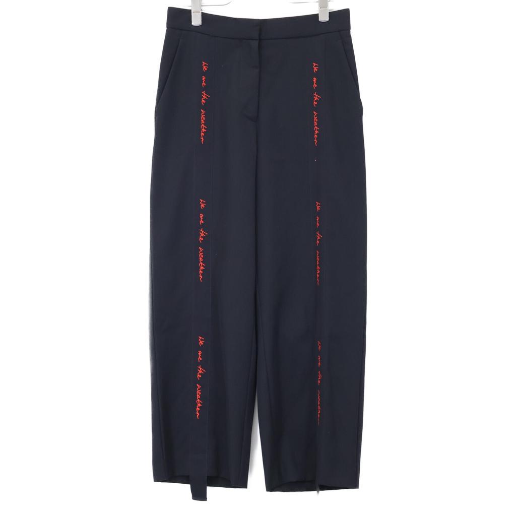 STELLA McCARTNEY [xWE ARE THE WEATHER] Black embroidered tape wide pants Bottoms 36 blackUsed