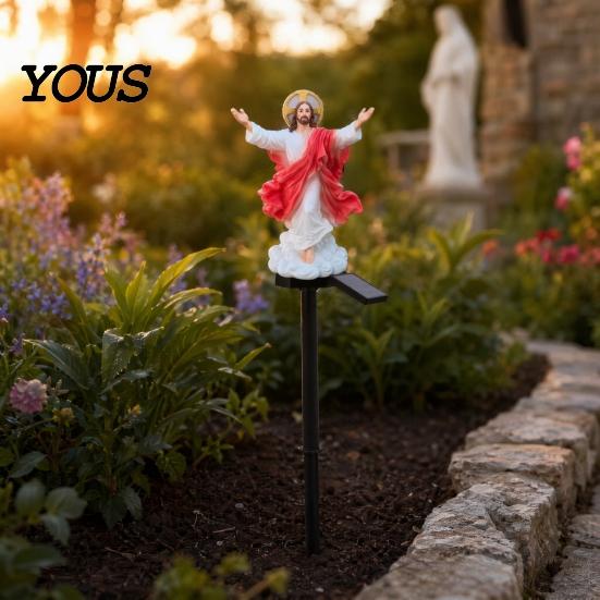 Religious Gifts for Garden Jesus Statue Solar Light, Outdoor Waterproof Lighted Lights Figurine, Pathway Light Yard Lawn Patio Christmas