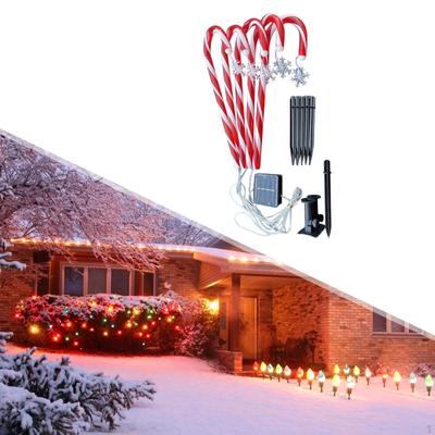 Cane Figurine Christmas Solar Light Decoration Housewarming Gifts Ornament Landscape Lamp