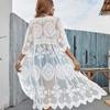 Vacation Half Sleeve Beach Sexy Sun Protection Clothing Casual Loose White Lace Shirt Overall Sunscreen Holiday Tops Cover 25903