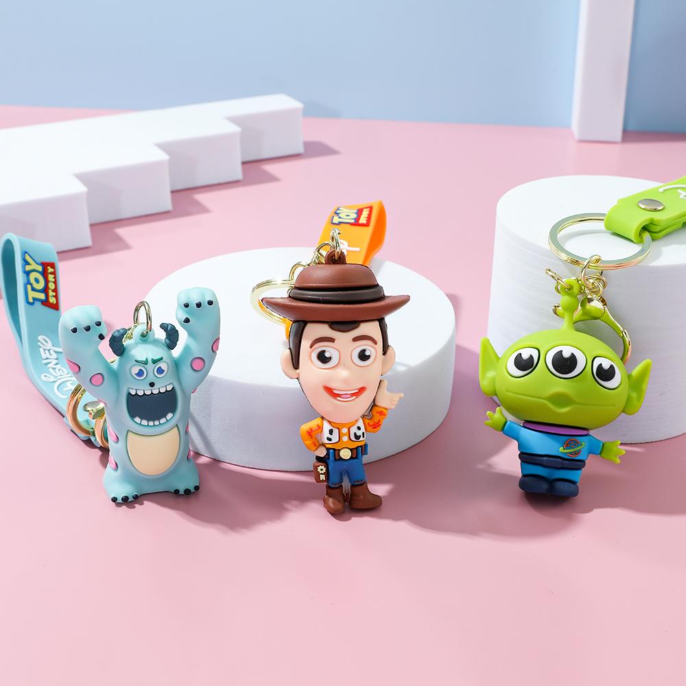 Disney Toy Story Keychains Woody Jessie and Buzz Lightyear PVC Figurines Decorative Toys for Childrens Birthday Cakes and Bags