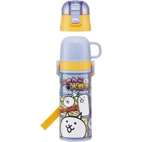 Skater Children's Stainless Steel Water Bottle 2-Way Direct Drinking 470ml Cup Drinking 430ml Cat Great War 23 Child-friendly Lightweight Type Boys Th