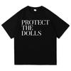 2026 Nuova Maglietta Unisex Harajuku Casual in Cotone con Stampa Grafica 'Protect The Dolls' Manica Corta Estiva per Uomo Donna