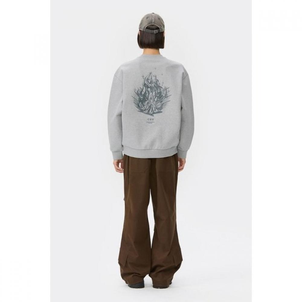 Customellow Grey Graphic Sweatshirt Cwtaw25624gyx