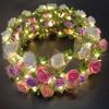 Tiara Flower Crowns Simulation Rose Flower Glowing Wreath Elegant Wreath Headband  Wedding