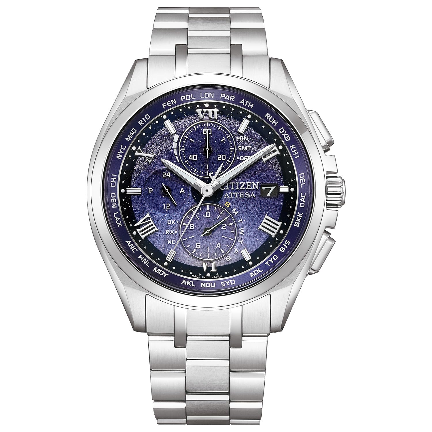 

Atessa Light Powered Radio Watch Waterproof DEAR Collection Limited Pair Model Blue Silver [Citizen] Eco-Drive AT8240-66L для чоловіків