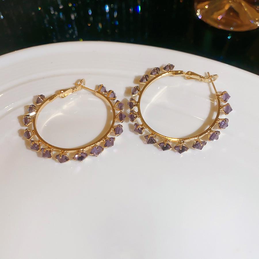 Silver Needle Retro Metal Zircon Circle Geometric Earrings, Ins Light Luxury Niche High Sense Fashion Earrings for Women